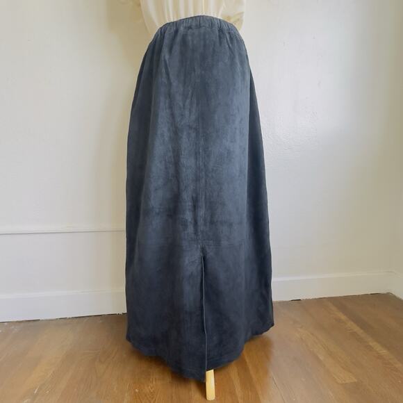 Vintage Dialogue Black Suede Maxi Skirt Leather Sz 10 Lined Winter Boho Western - Picture 5 of 10